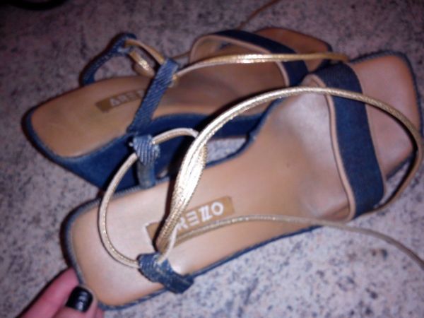 80 sandália arezzo jeans de amarrar - tam 33