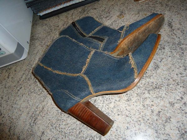 306 - bota jeans cano curto e madeira - tam 35