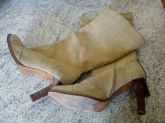 85 bota em couro cano longo nude - tam. 35