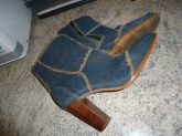 306 - bota jeans cano curto e madeira - tam 35